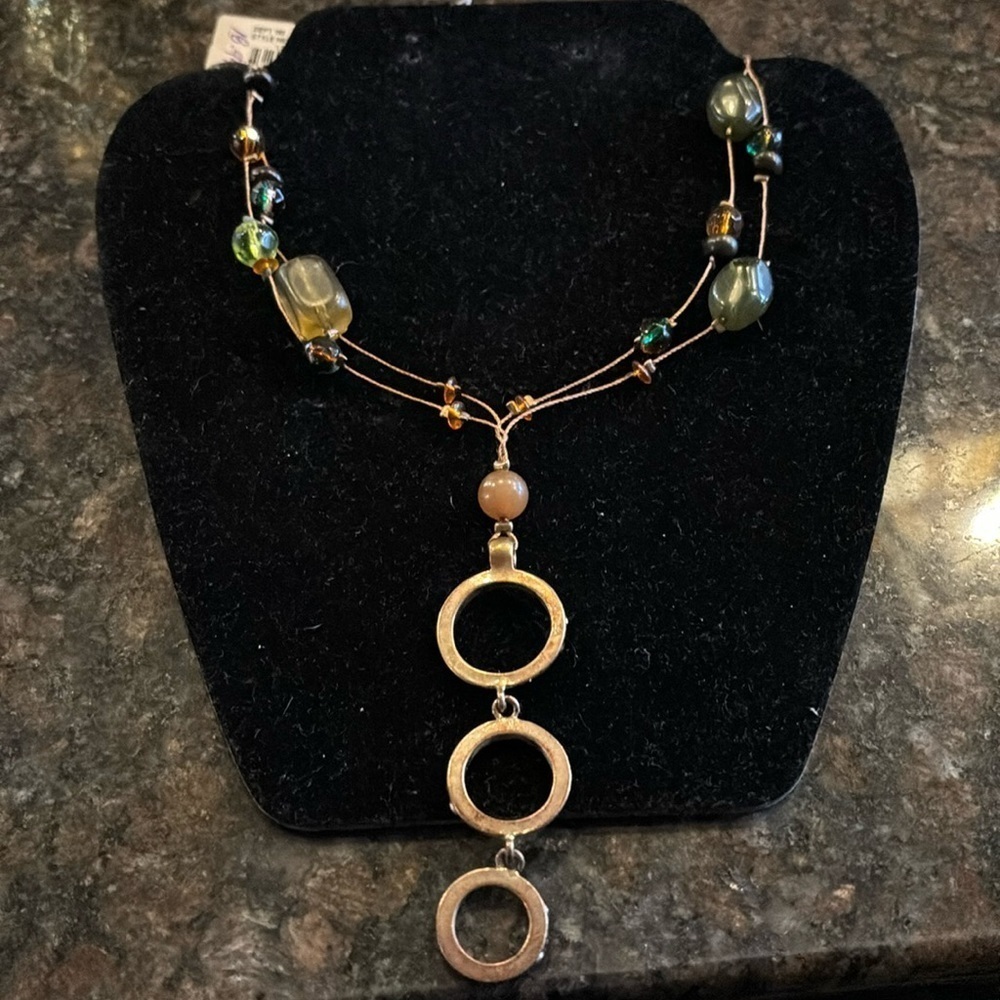 NWT Laura Ashley Beaded Metal Necklace